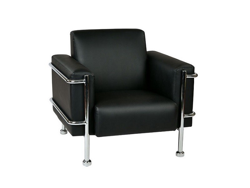 New Ofd Lounge It Black Vinyl 36 5 Wide Club Chair With Chrome Detail