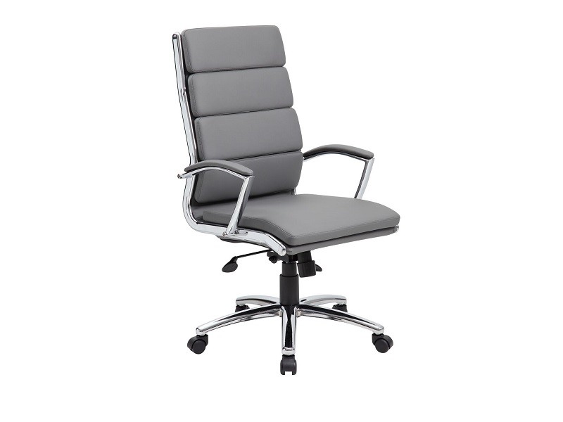 dsa b9471 gray vinyl high back conference task chair with chrome