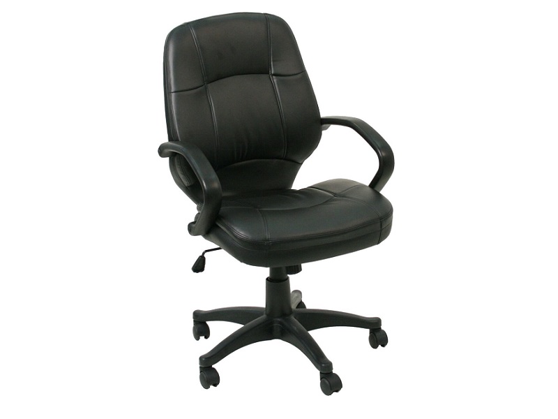 Dsa Kb 9611b R Black Vinyl Swivel Tilt Task Chair With Fixed Arms Product Image