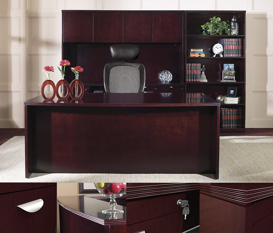 Ofd Kent Series 72 Bow Front U Group Wood Veneer Desk With Hutch Product Image
