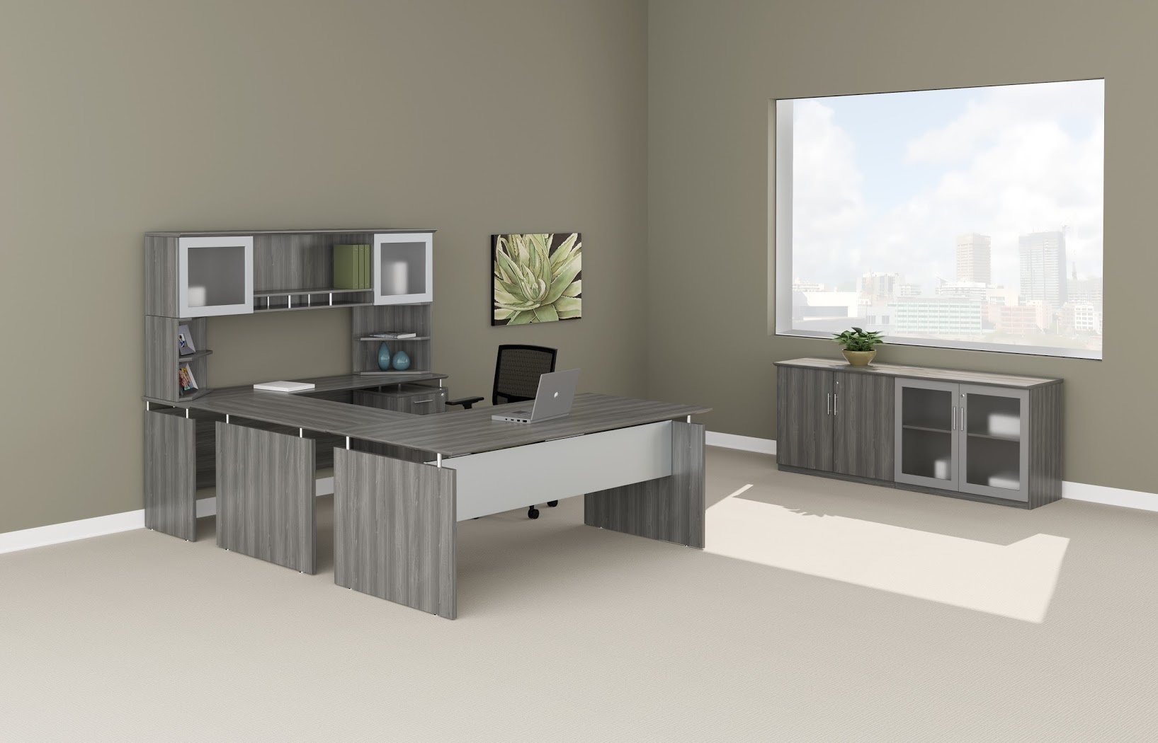 Mayline Medina 72″ Executive U Group Desk Office Suite- 5 Colors