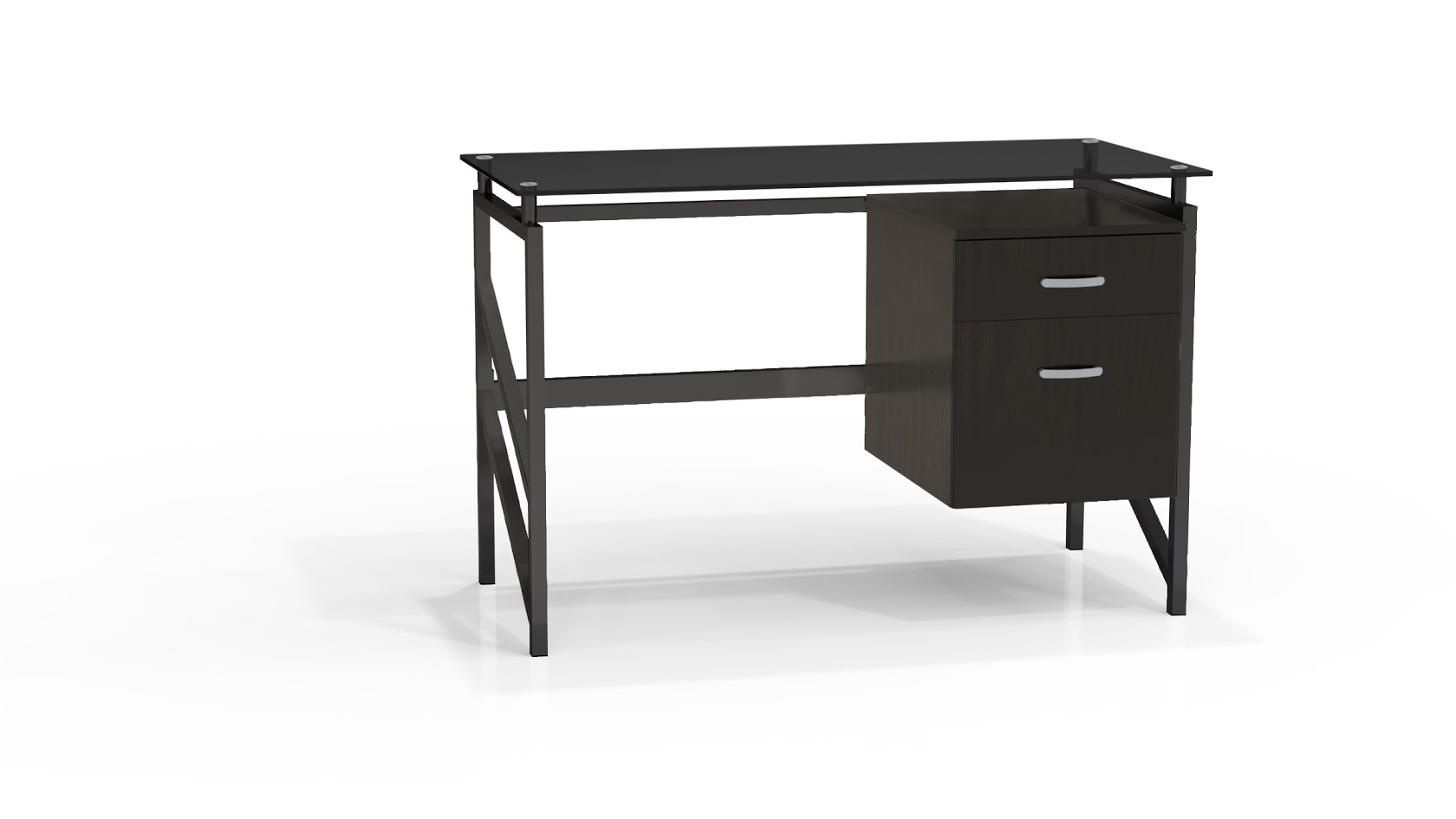 Mayline 46 Wide Soho Glass Top Desk With Box File Pedestal New 1006bb