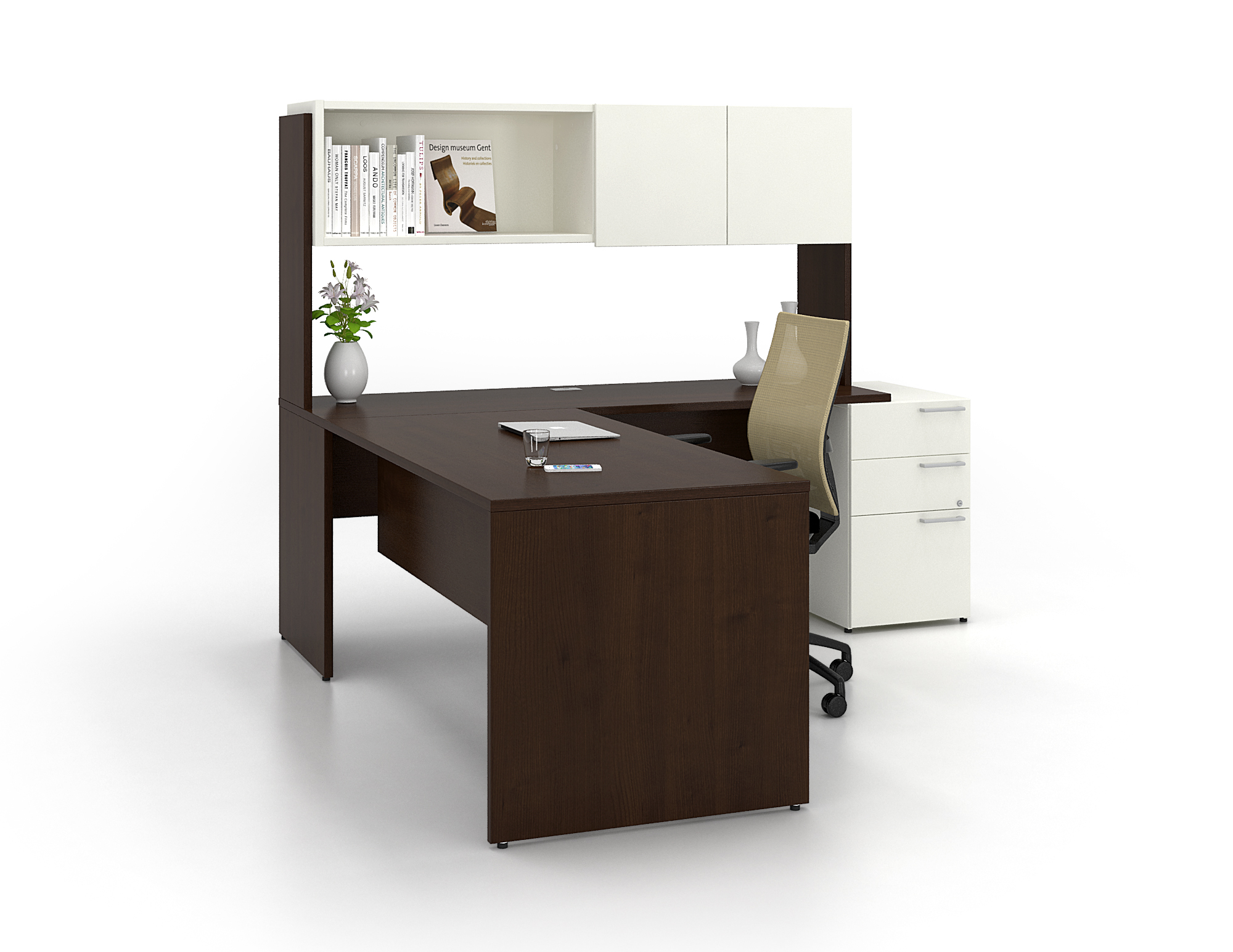 lacasse ca series l shape contemporary desk suite 9 two tone color