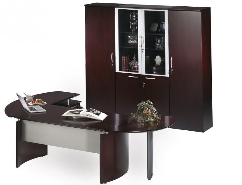 Mayline Napoli Wood Veneer 72 Executive Desk Suite 3 Colors
