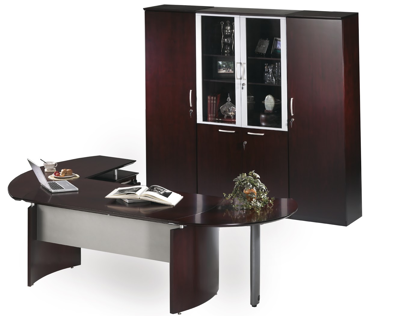 Mayline Napoli Wood Veneer 72 Executive Desk Suite 3 Colors Image