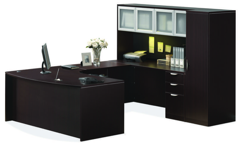 Ndi Pl4 Office Suite 71 Bow Front U Group Desk With Credenza