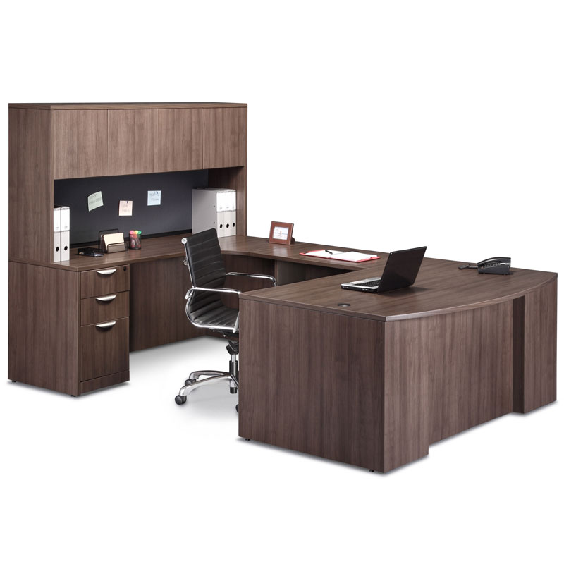 Ndi Pl48 Office Suite 71 Bow Front U Group Desk With Credenza And