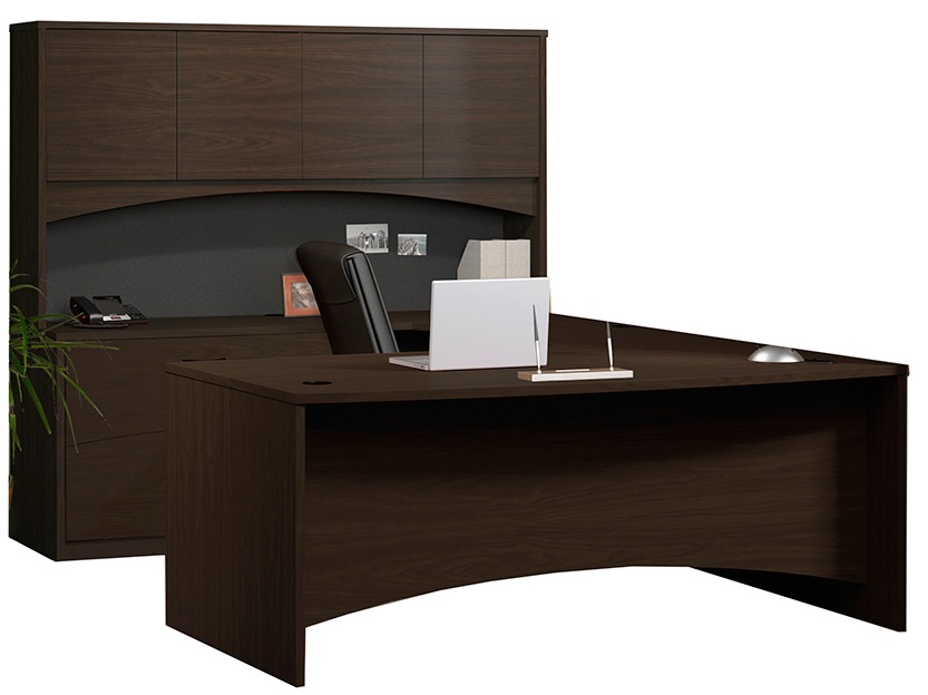 Mayline Brighton 72 Bow Front U Group Executive Desk With Lateral File And Hutch 2 Colors New