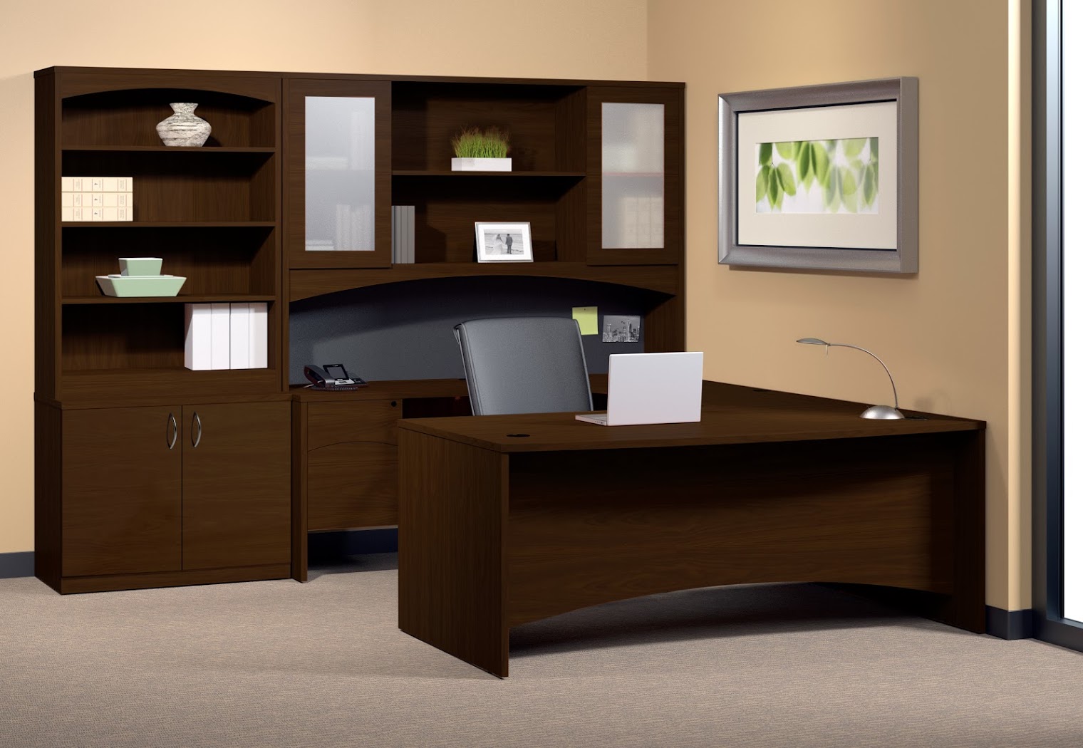 Mayline Brighton 72 Bow Front Desk U Group Executive Suite 2 Image